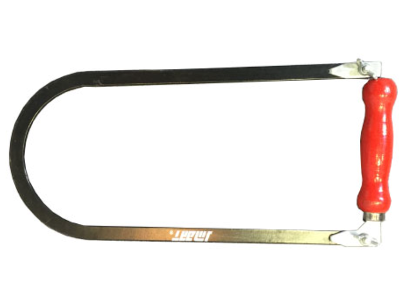 WO001 Flat steel fret saw frame with wooden handle 5"